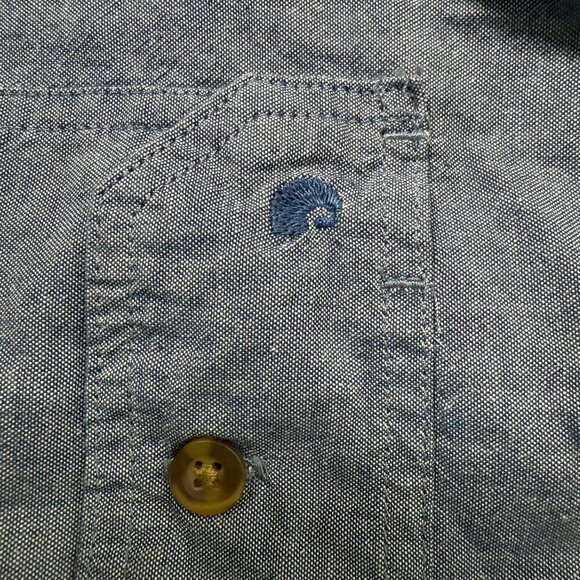 Carhartt Relaxed Fit Short Sleeve Button Down  Size Medium Chambray Blue - Picture 11 of 11